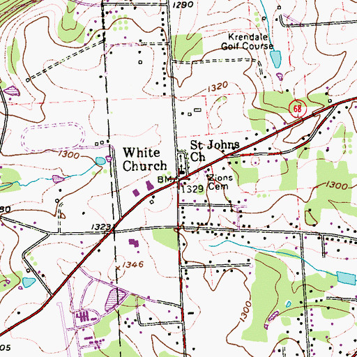 Topographic Map of White Church, PA