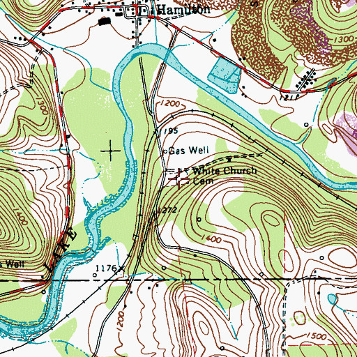 Topographic Map of White Church Cemetery, PA