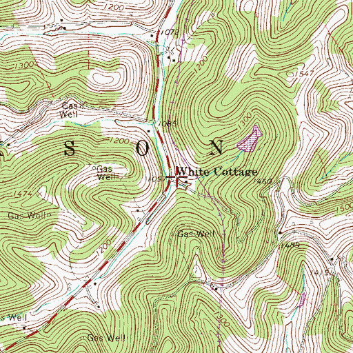 Topographic Map of White Cottage, PA