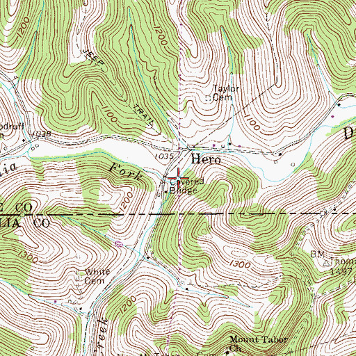 Topographic Map of White Creek, PA