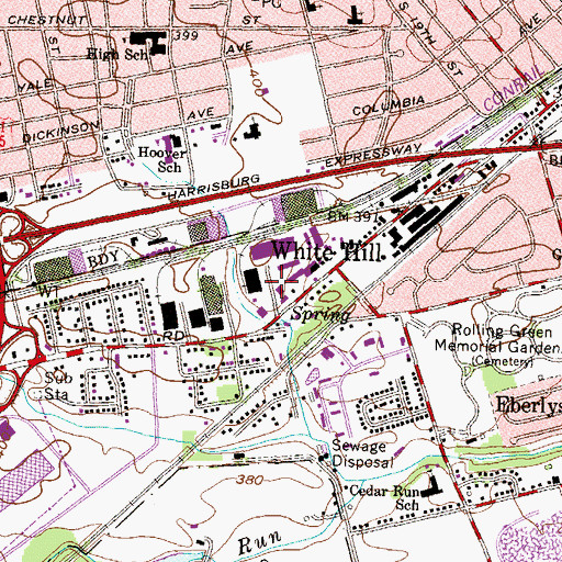 Topographic Map of White Hill, PA