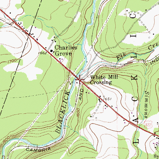 Topographic Map of White Mill Crossing, PA