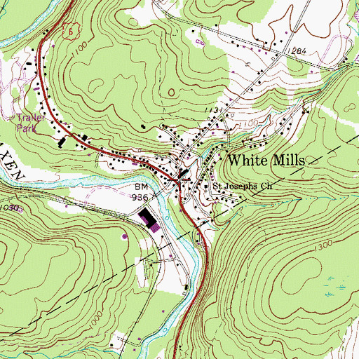 Topographic Map of White Mills, PA