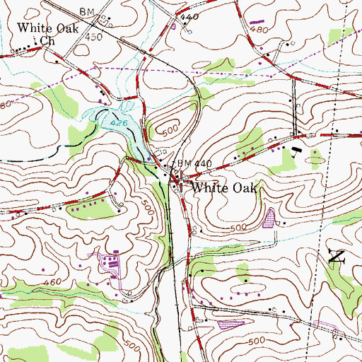 Topographic Map of White Oak, PA