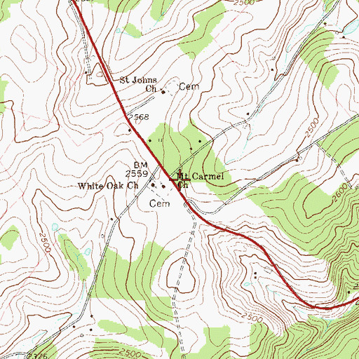 Topographic Map of White Oak Church, PA