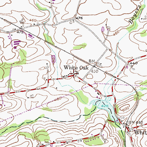 Topographic Map of White Oak Church, PA