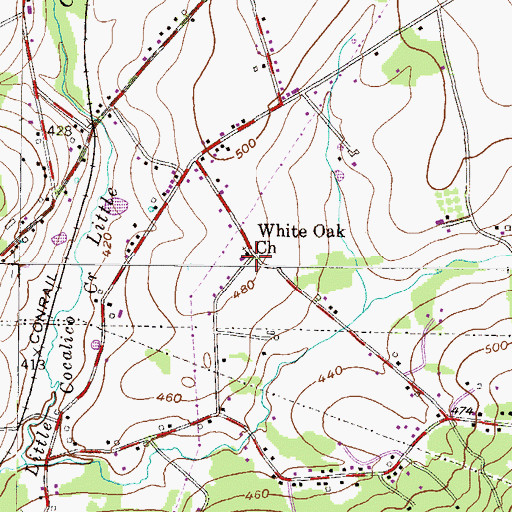 Topographic Map of White Oak Church, PA