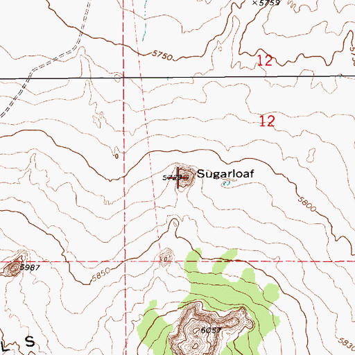 Topographic Map of Sugarloaf, AZ
