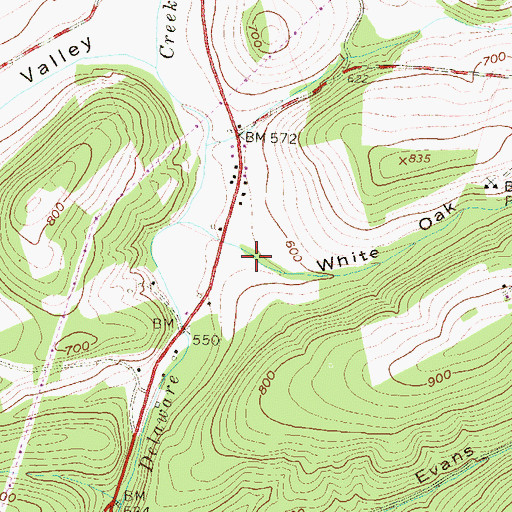 Topographic Map of White Oak Hollow, PA