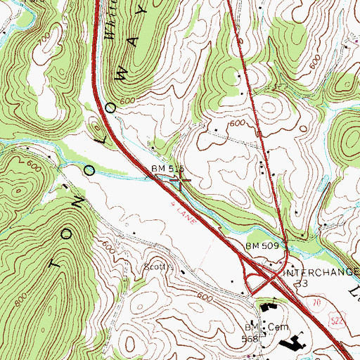 Topographic Map of White Oak Run, PA