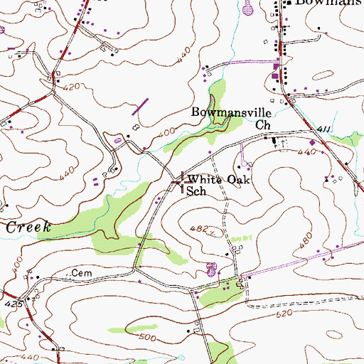 Topographic Map of White Oak School, PA