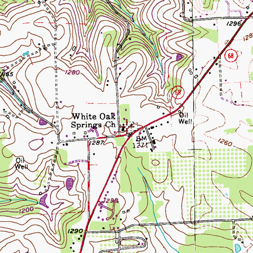 Topographic Map of White Oak Springs Church, PA