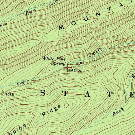 Topographic Map of White Pine Spring, PA