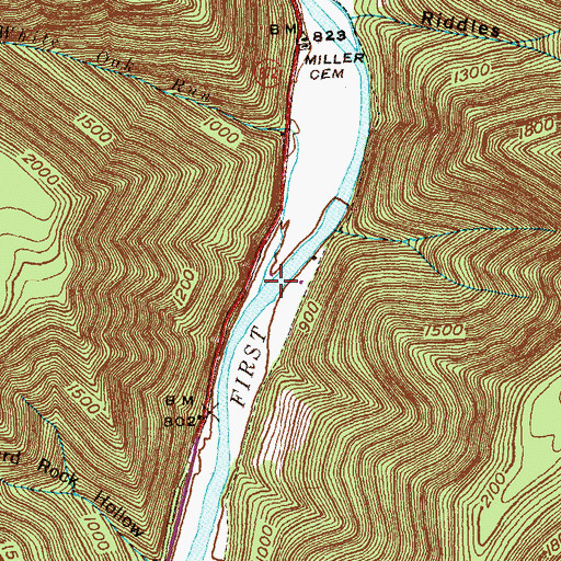 Topographic Map of White Run, PA