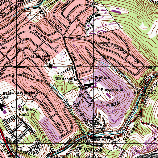 Topographic Map of Whitehall Church, PA