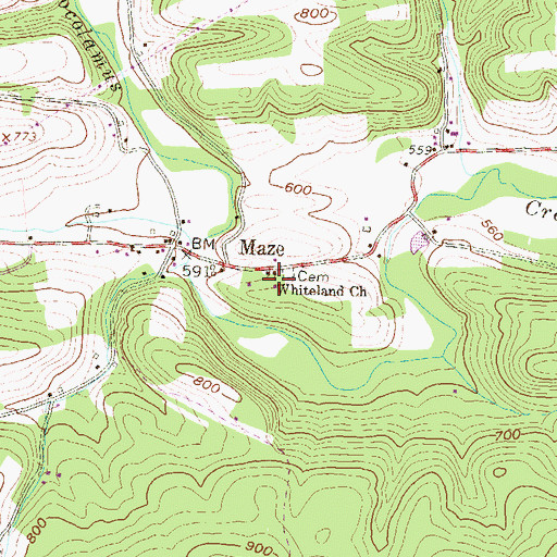 Topographic Map of Whiteland Church, PA