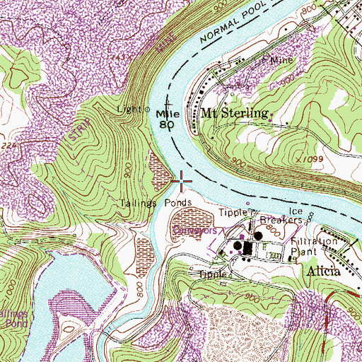 Topographic Map of Whiteley Creek, PA
