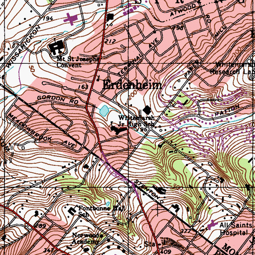 Topographic Map of Whitemarsh Junior High School, PA