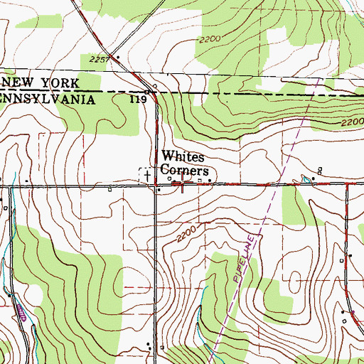 Topographic Map of Whites Corners, PA