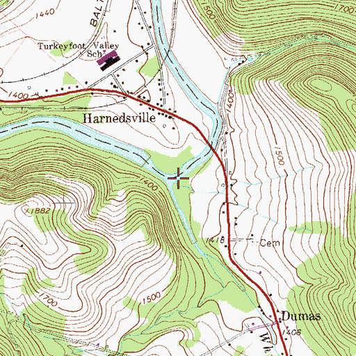 Topographic Map of Whites Creek, PA