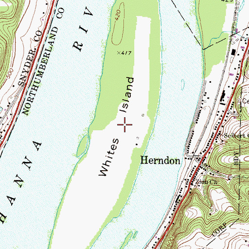 Topographic Map of Whites Island, PA