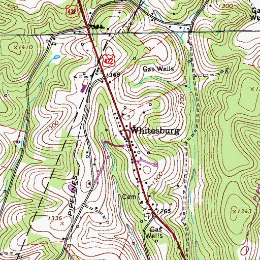 Topographic Map of Whitesburg, PA