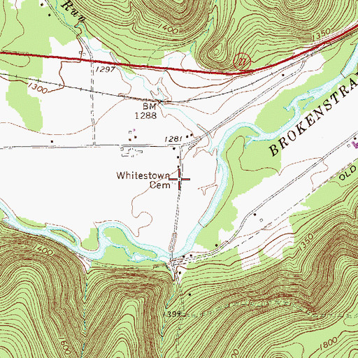 Topographic Map of Whitestown Cemetery, PA