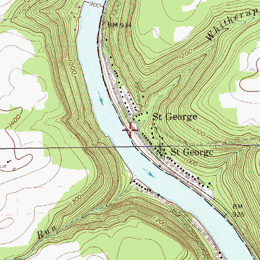 Topographic Map of Whitherup Run, PA