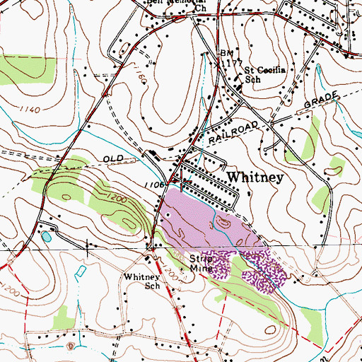 Topographic Map of Whitney, PA