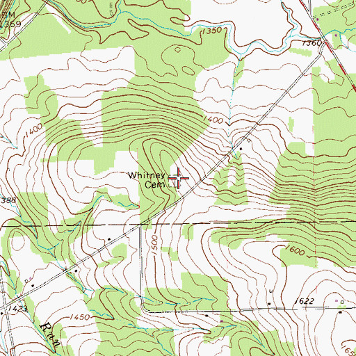 Topographic Map of Whitney Cemetery, PA