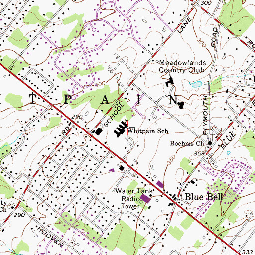 Topographic Map of Blue Bell Elementary School, PA