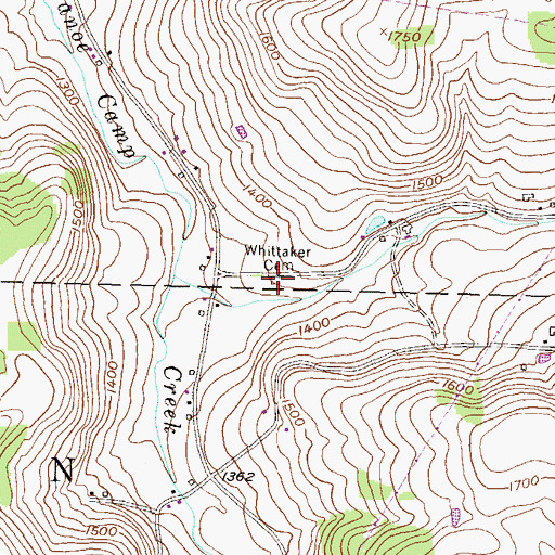 Topographic Map of Whittaker Cemetery, PA