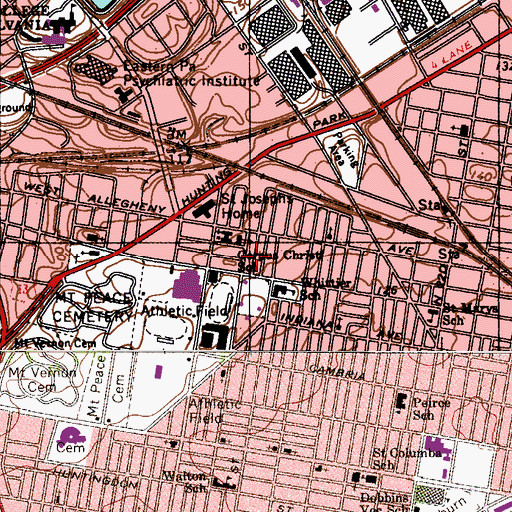 Topographic Map of Whittier School, PA