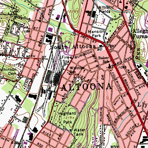 Topographic Map of Whittier School, PA