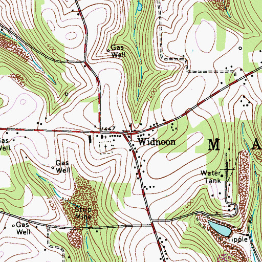 Topographic Map of Widnoon, PA