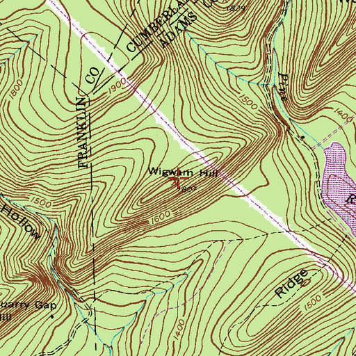 Topographic Map of Wigwam Hill, PA
