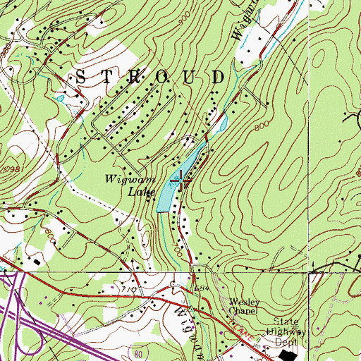 Topographic Map of Wigwam Lake, PA