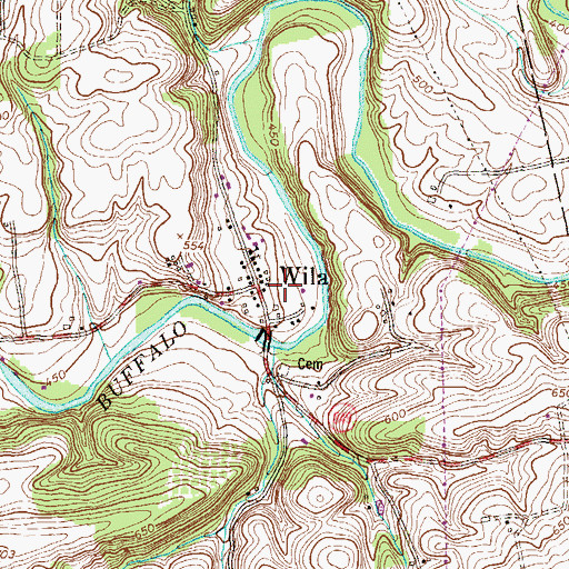 Topographic Map of Wila, PA