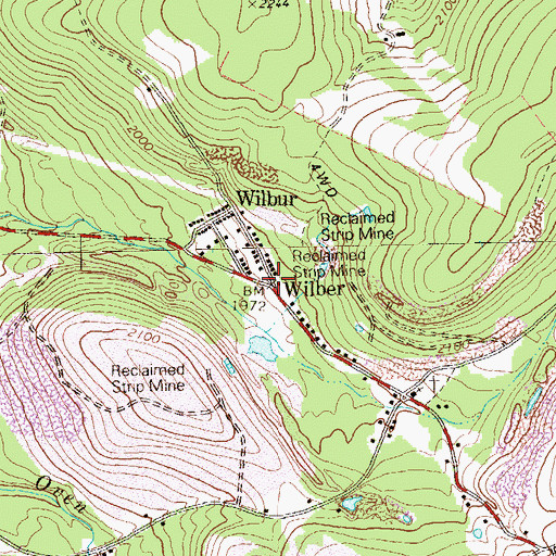 Topographic Map of Wilbur, PA