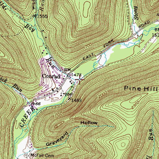 Topographic Map of Wild Boy Run, PA