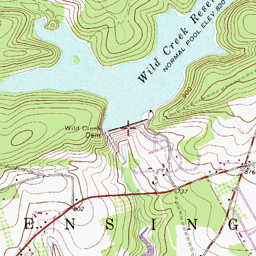 Topographic Map of Wild Creek Dam, PA