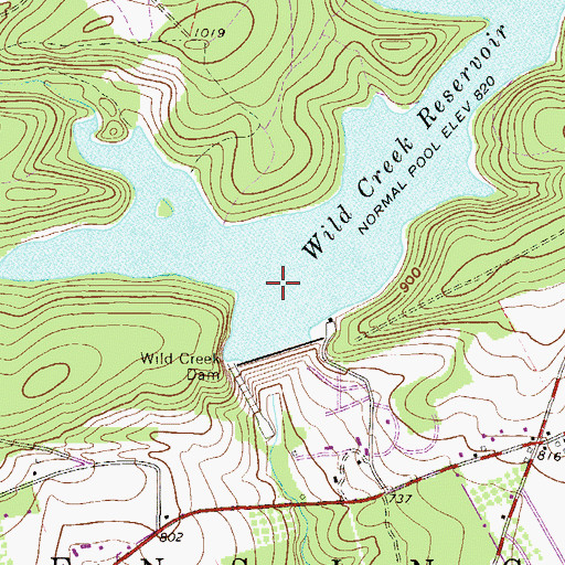 Topographic Map of Wild Creek Reservoir, PA