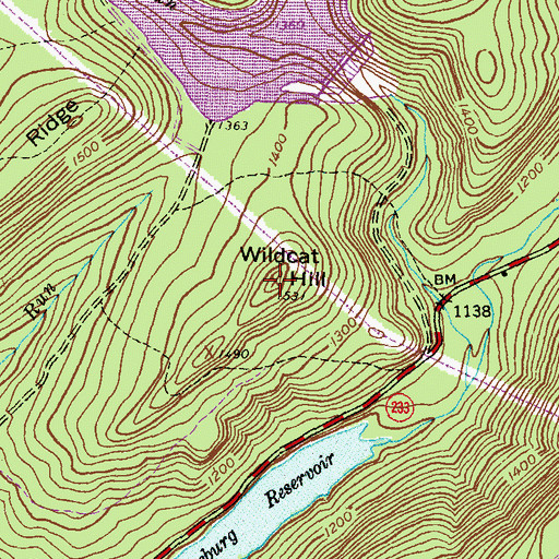 Topographic Map of Wildcat Hill, PA
