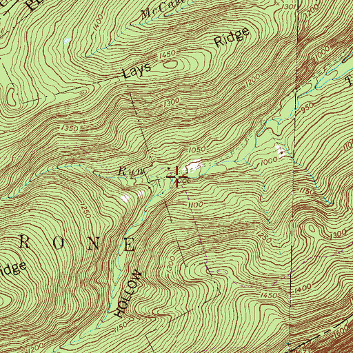 Topographic Map of Wildcat Hollow, PA