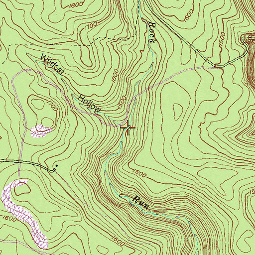 Topographic Map of Wildcat Hollow, PA