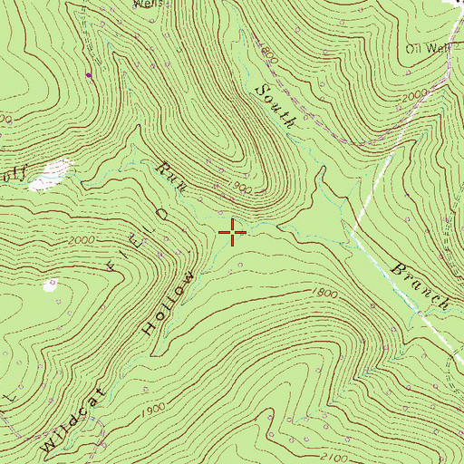 Topographic Map of Wildcat Hollow, PA