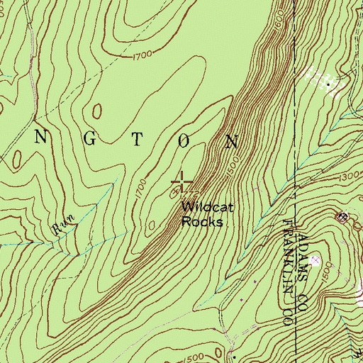 Topographic Map of Wildcat Rocks, PA