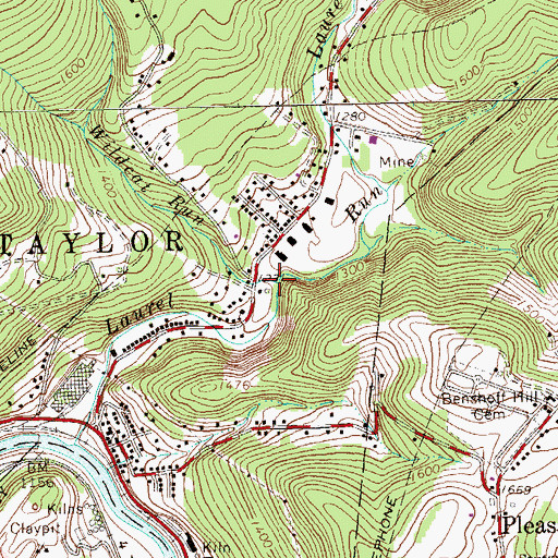 Topographic Map of Wildcat Run, PA