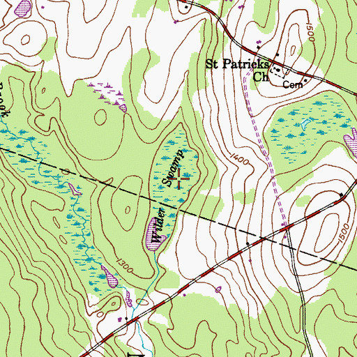 Topographic Map of Wilder Swamp, PA