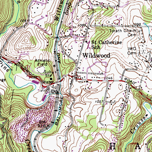 Topographic Map of Wildwood, PA